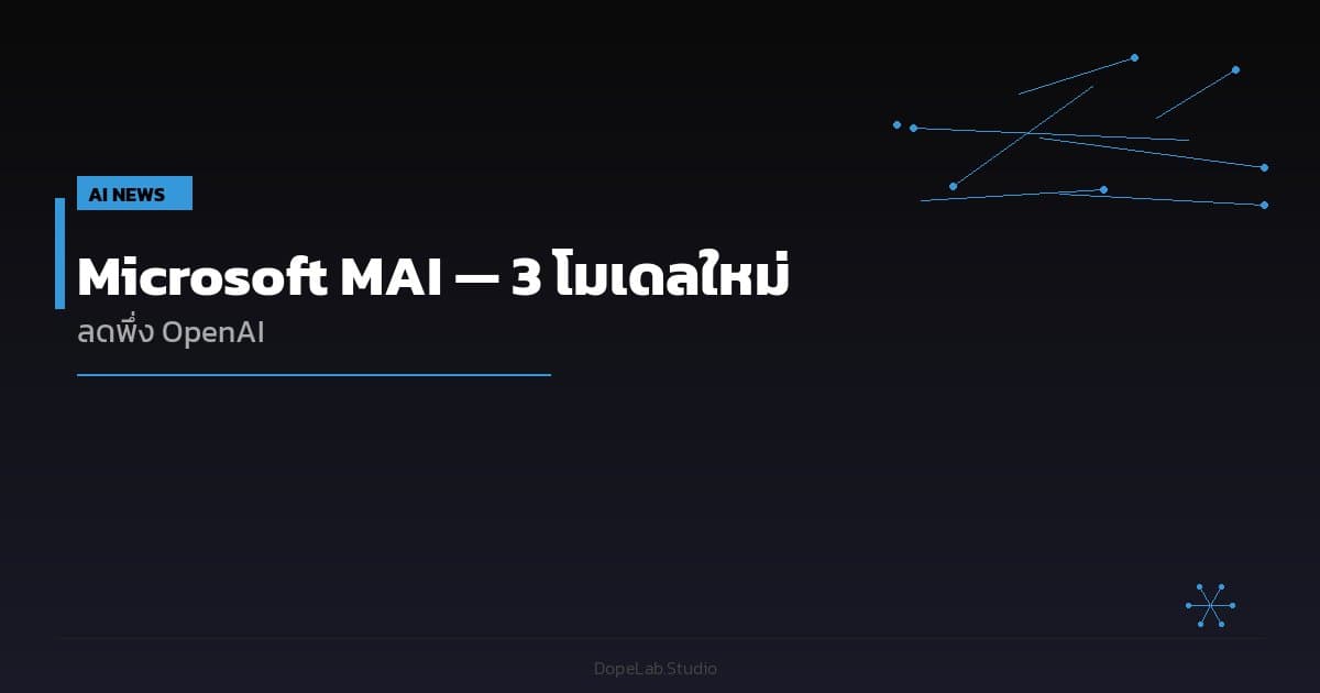 Microsoft MAI — 3 โมเดล AI ใหม่ที่ Microsoft สร้างเอง ลดพึ่ง OpenAI
